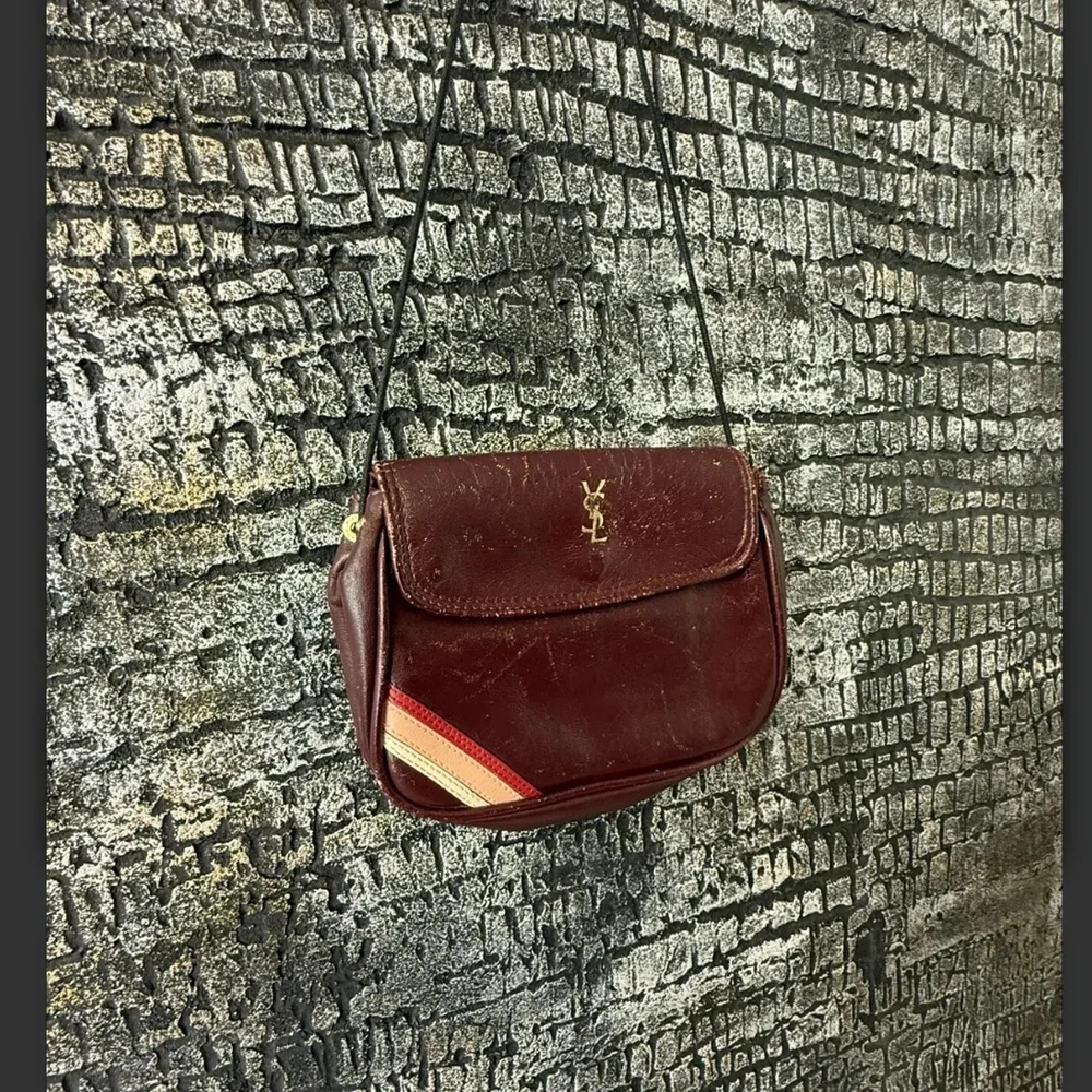 Yves Saint Laurent Vintage 1960 Safari Collection Deep Red Leather Crossbody Bag - Picture 7 of 16